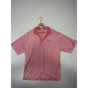 Peter Millar Men XL Pink White Striped Sea Island Cotton Polo Shirt Short Sleeve